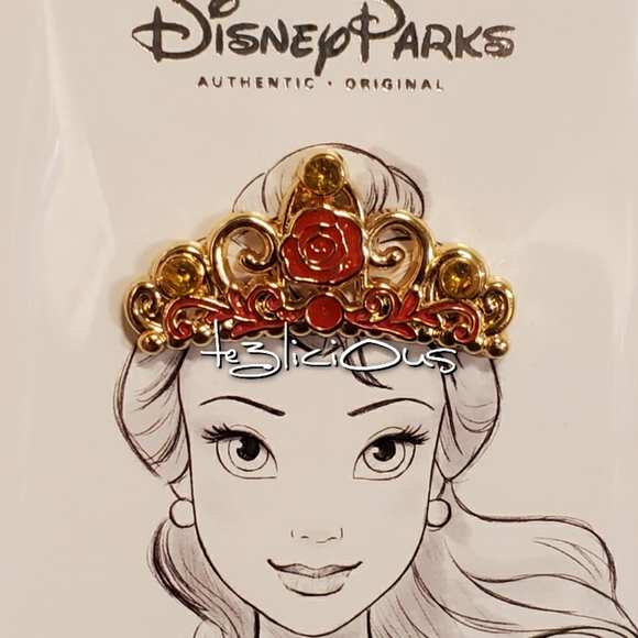 DISNEY PARKS BELLE TIARA CROWN PIN - Picture 2 of 3